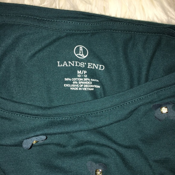 Lands’ end top in teal with rhinestone flowers - Picture 4 of 6